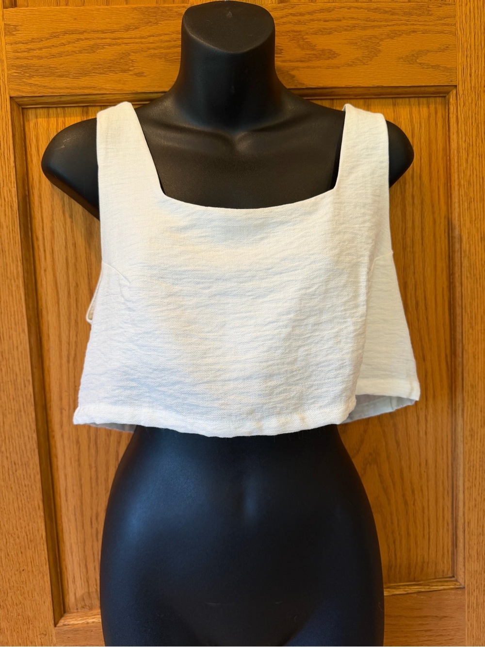 Cropped Square-Neck Tank in Cream